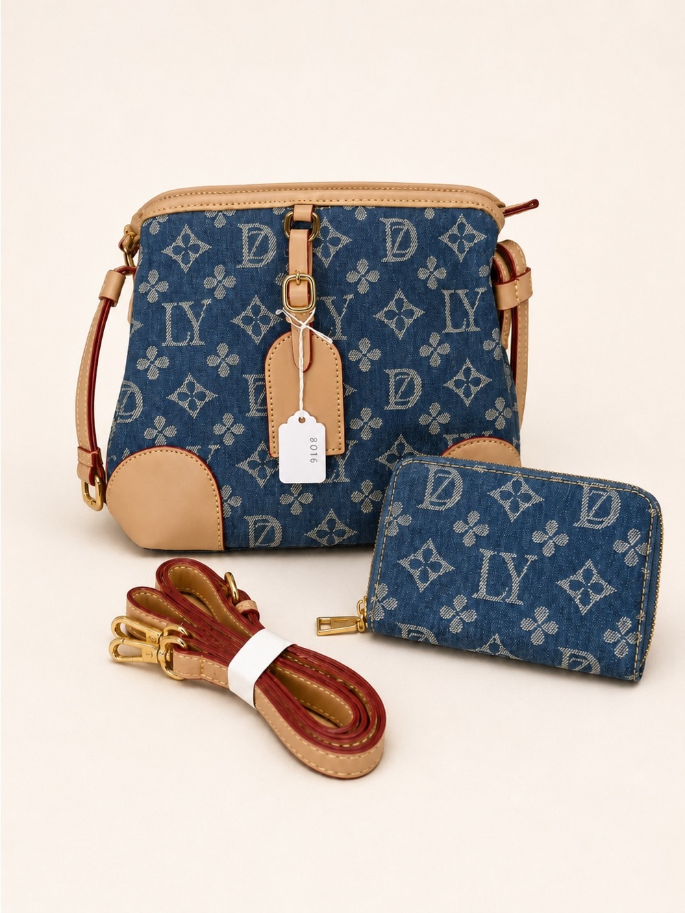 Louis Vuitton Blue Denim Monogram Crossbody Bag with Wallet